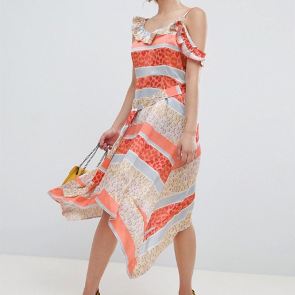 ASOS Petite Satin Tropical Handkerchief Dress